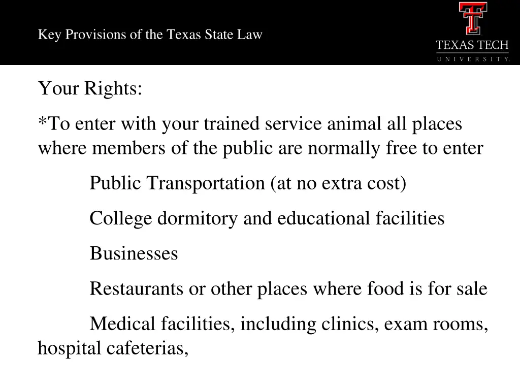 key provisions of the texas state law