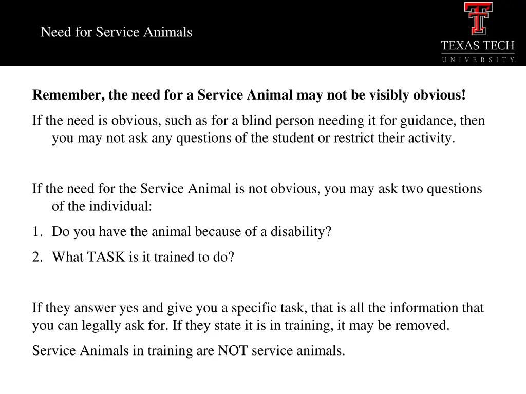 need for service animals