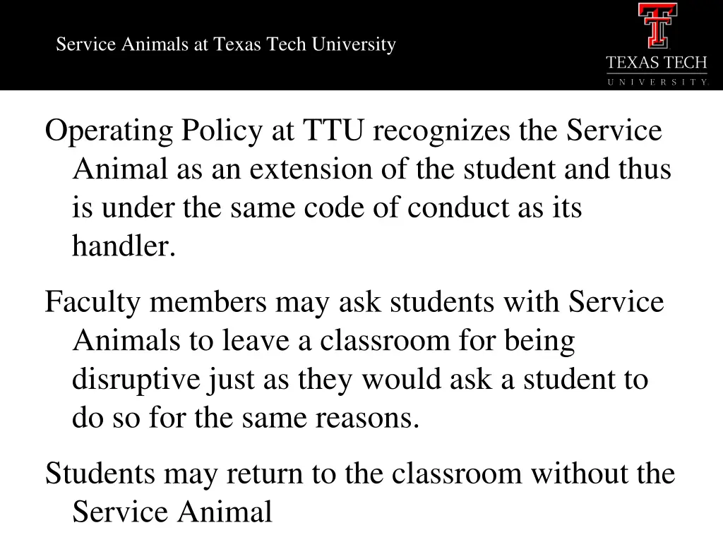 service animals at texas tech university