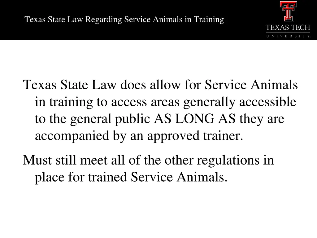 texas state law regarding service animals