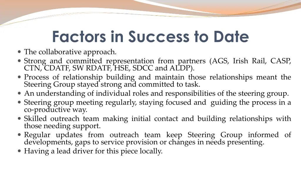 factors in success to date the collaborative