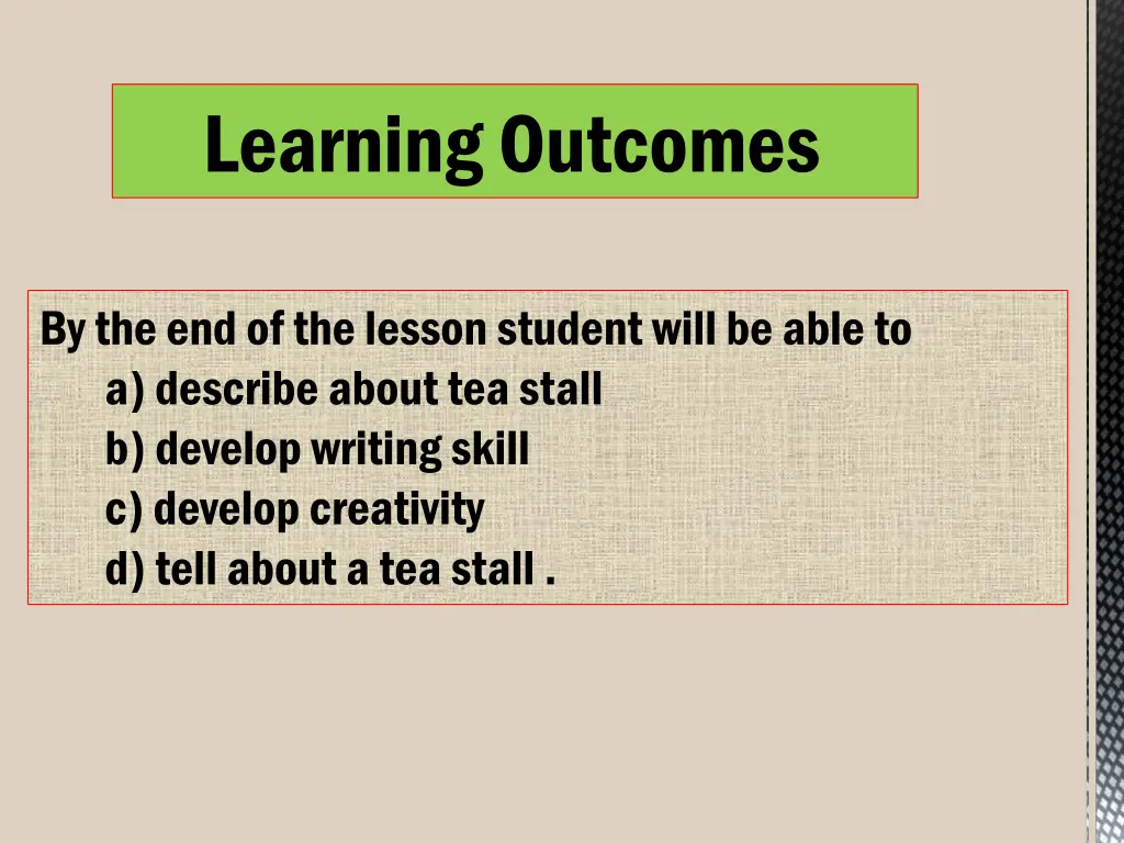 learning outcomes