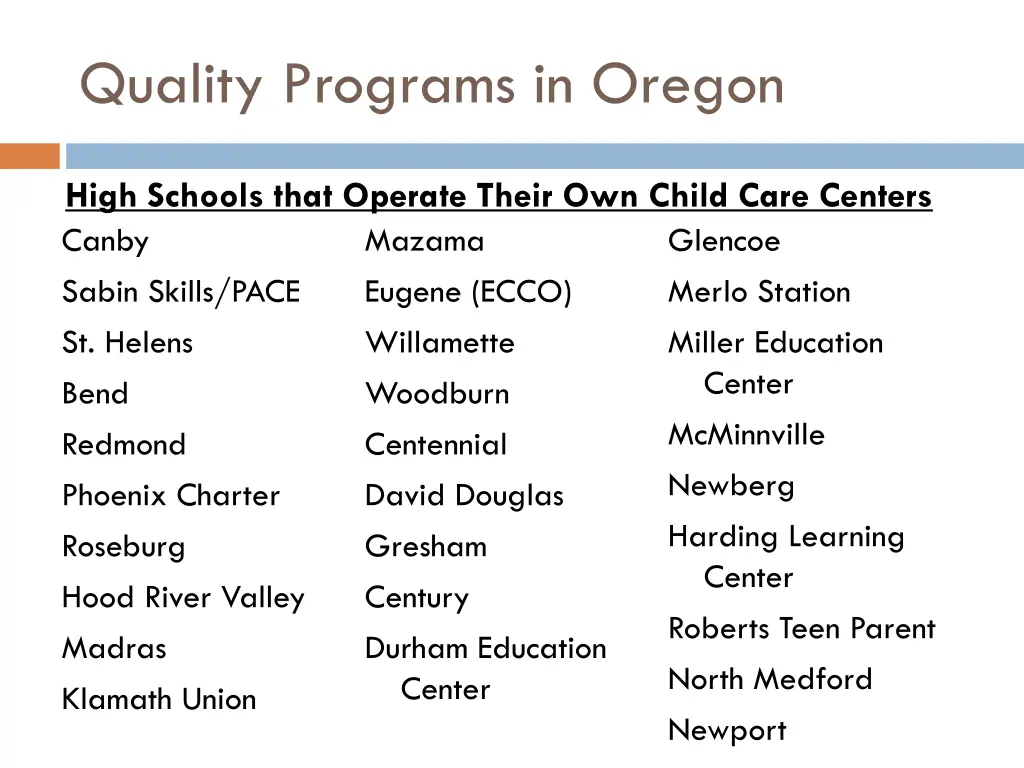 quality programs in oregon