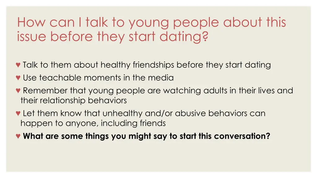 how can i talk to young people about this issue