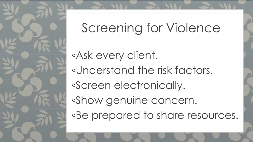 screening for violence