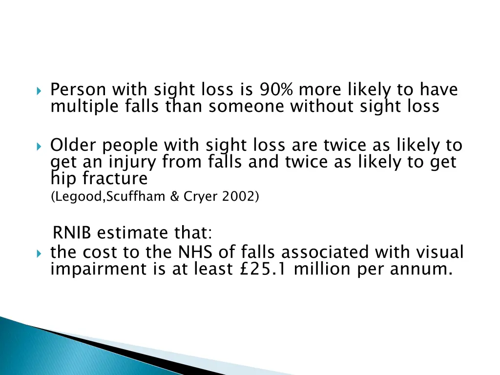 person with sight loss is 90 more likely to have