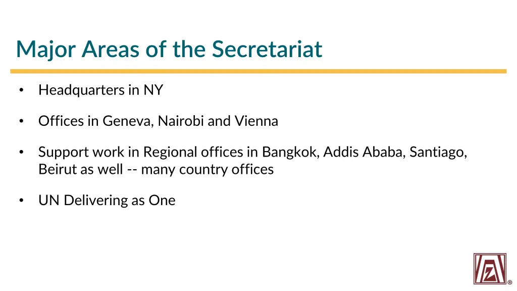 major areas of the secretariat