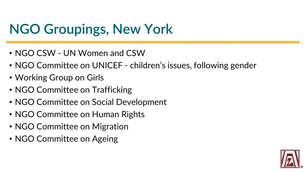 ngo groupings new york