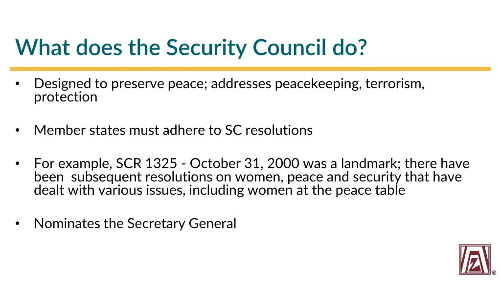 what does the security council do