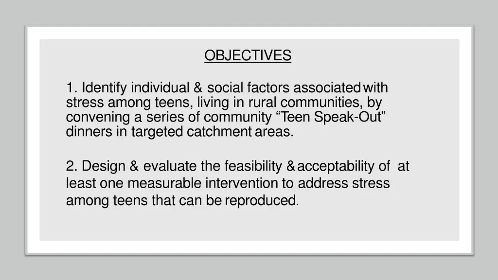 objectives