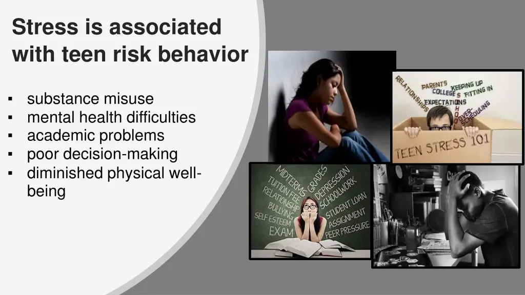 stress is associated with teen risk behavior