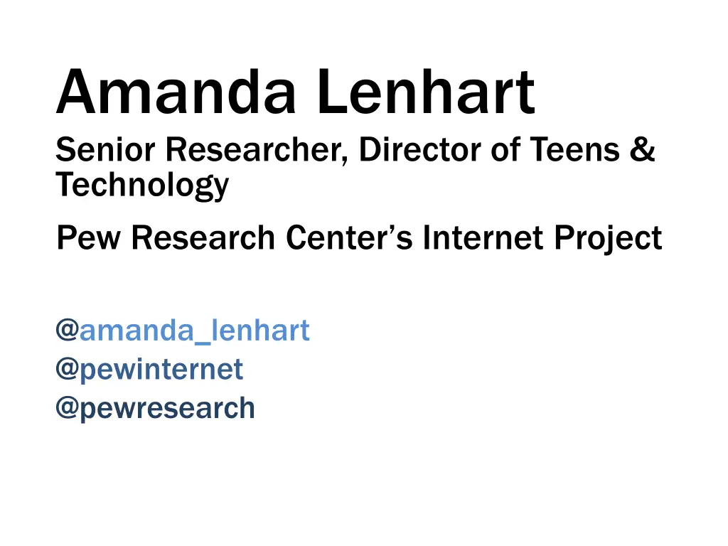 amanda lenhart senior researcher director