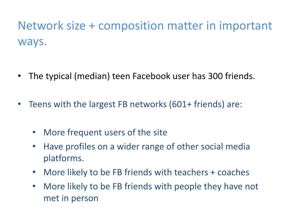 network size composition matter in important ways