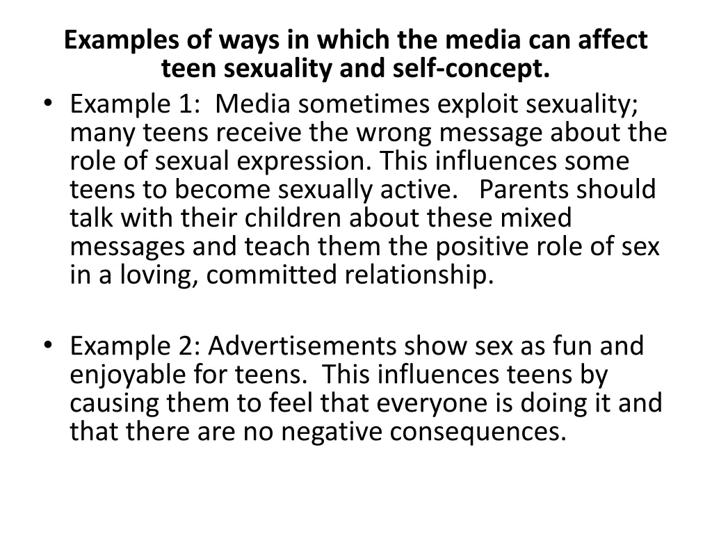 examples of ways in which the media can affect