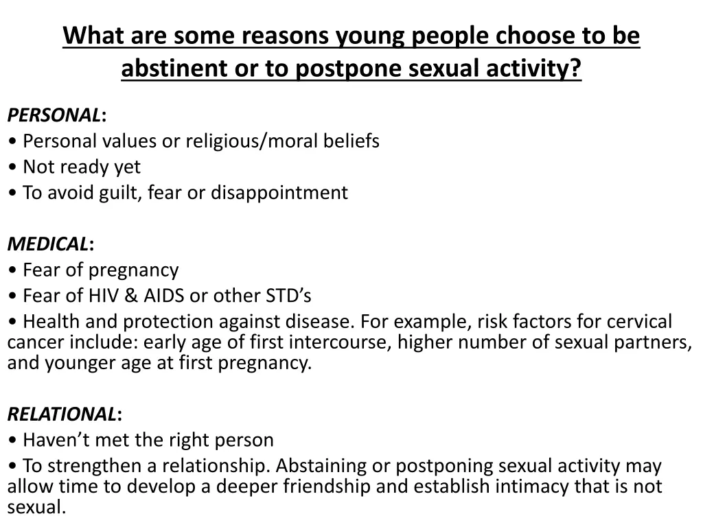 what are some reasons young people choose