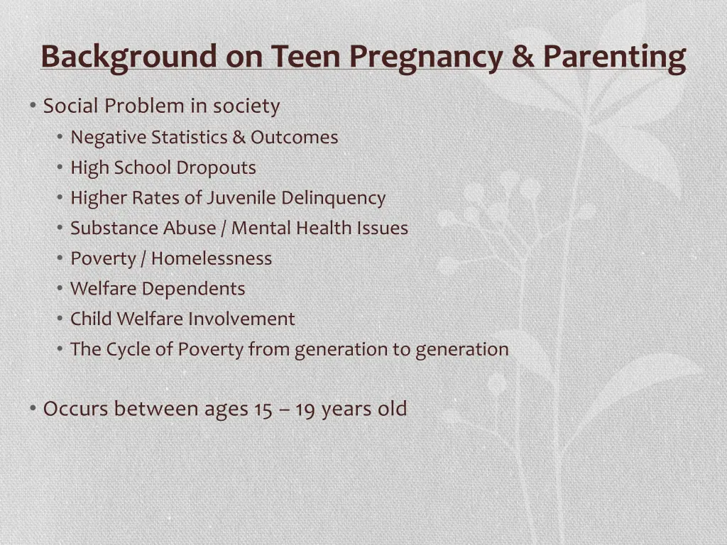 background on teen pregnancy parenting