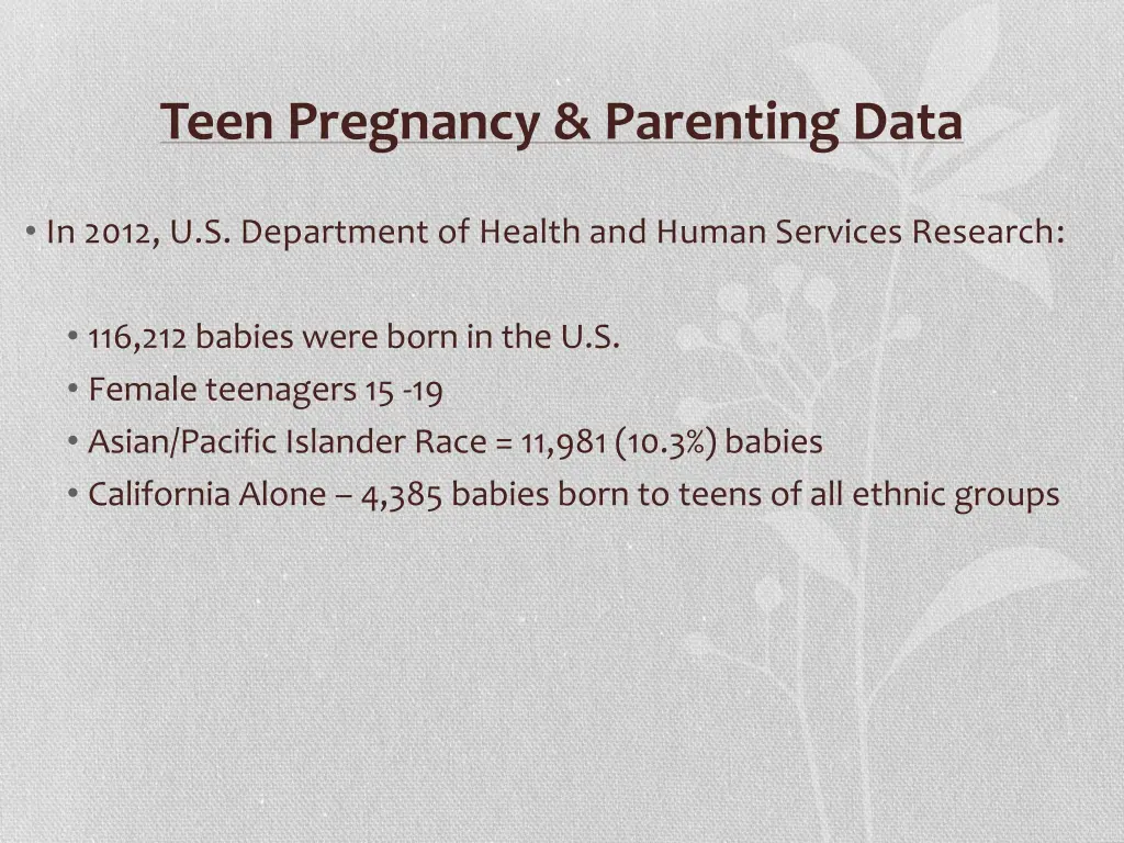 teen pregnancy parenting data