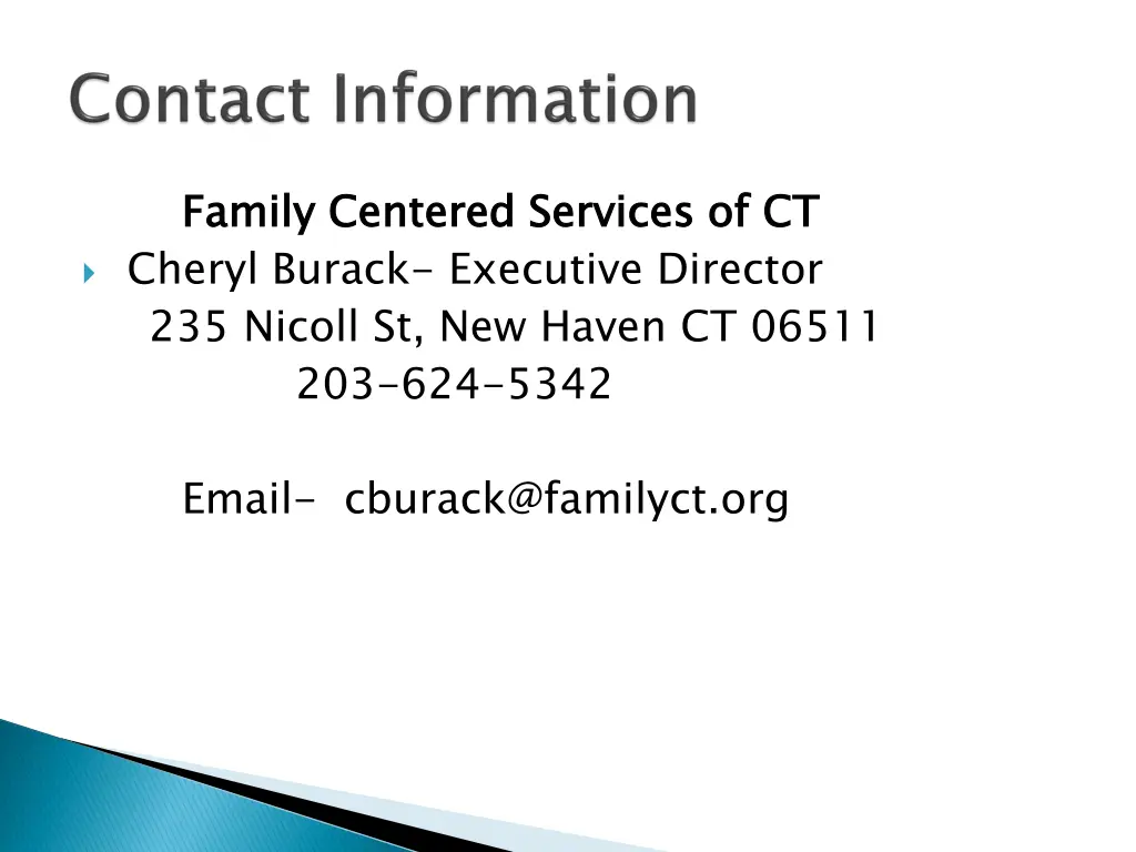 family centered services of ct cheryl burack