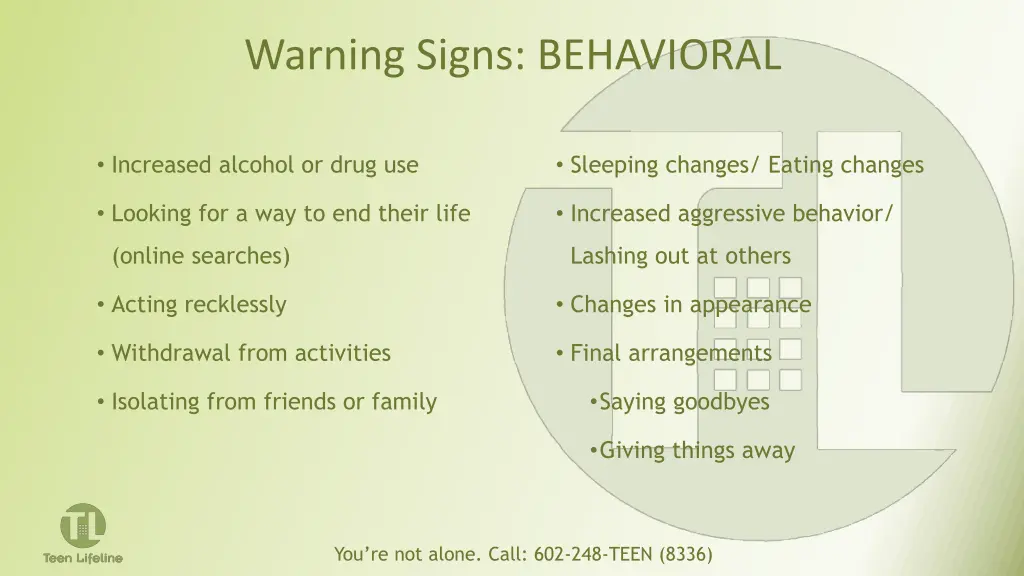 warning signs behavioral