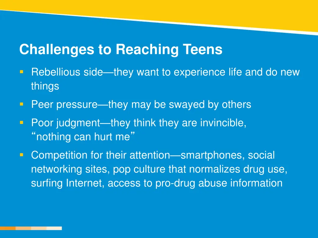 challenges to reaching teens