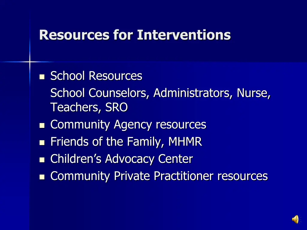 resources for interventions