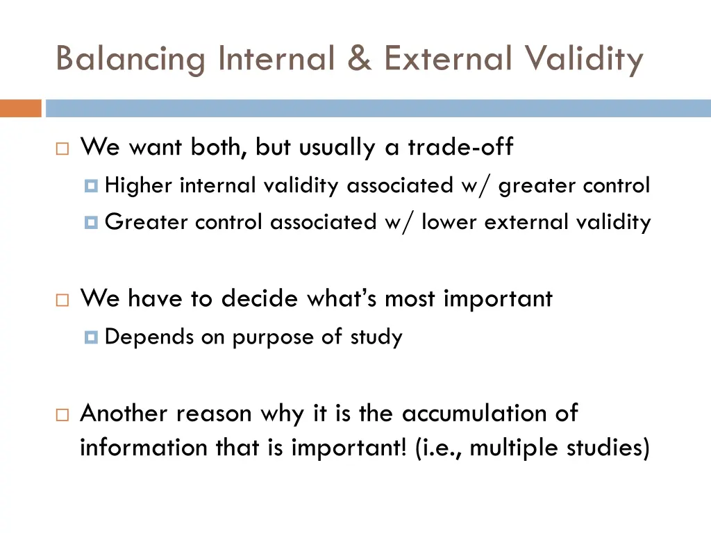 balancing internal external validity