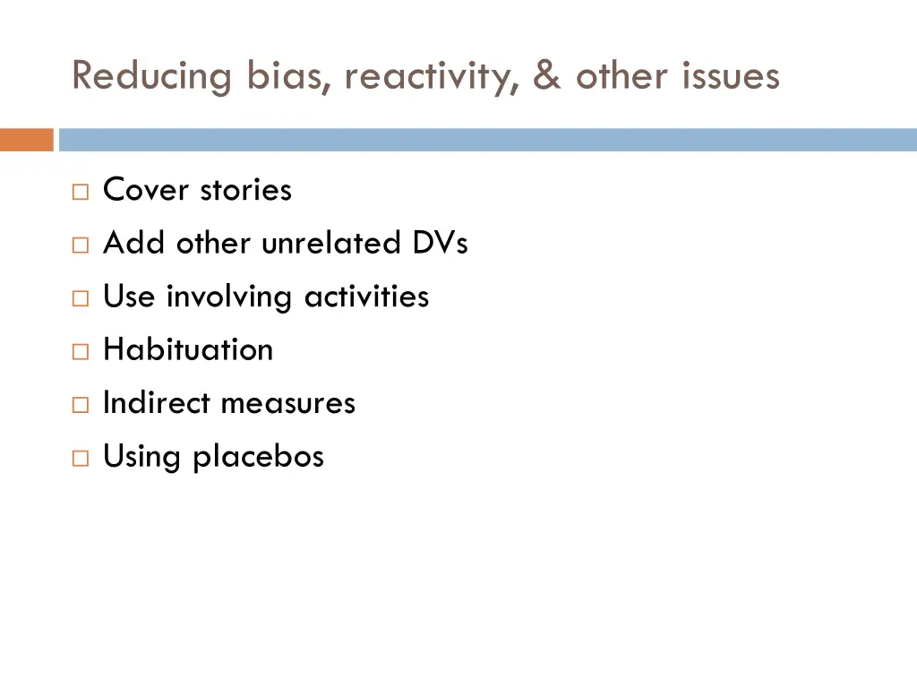 reducing bias reactivity other issues 1