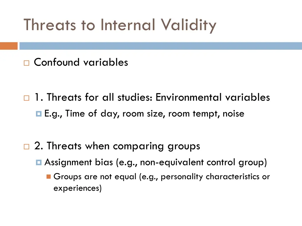 threats to internal validity