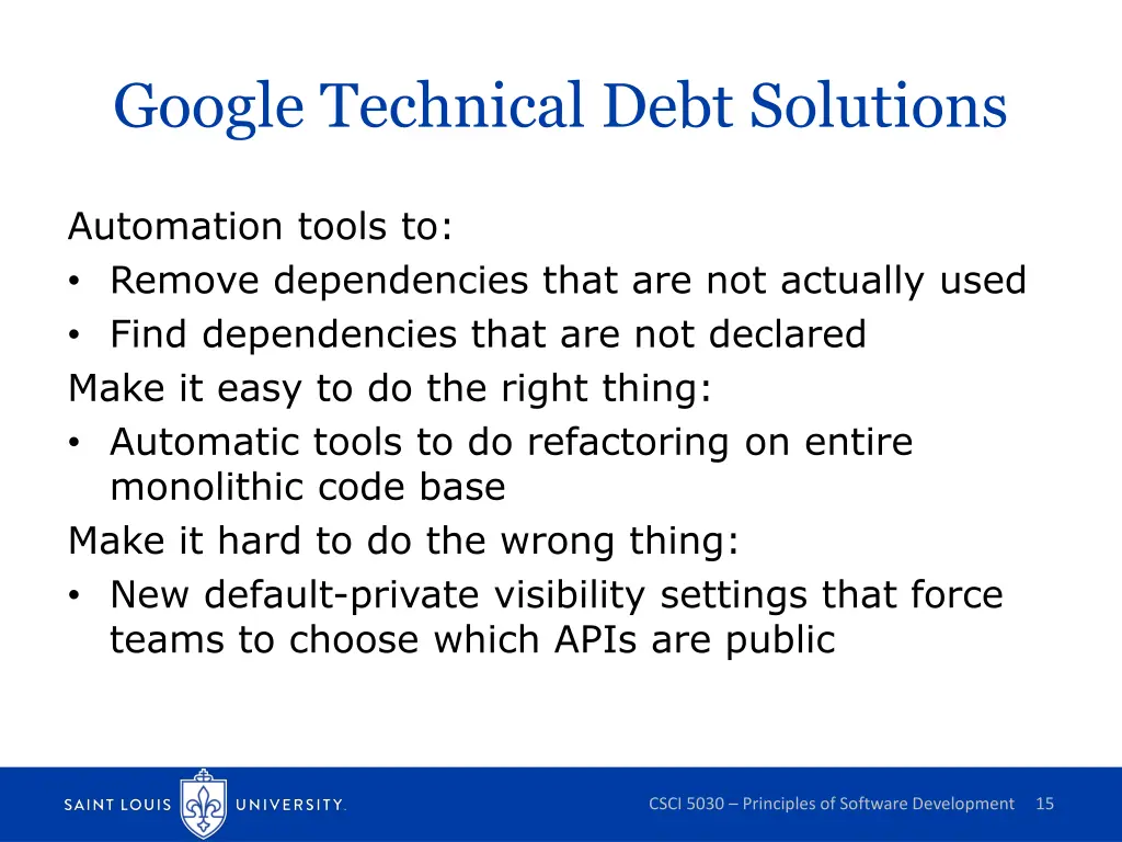 google technical debt solutions