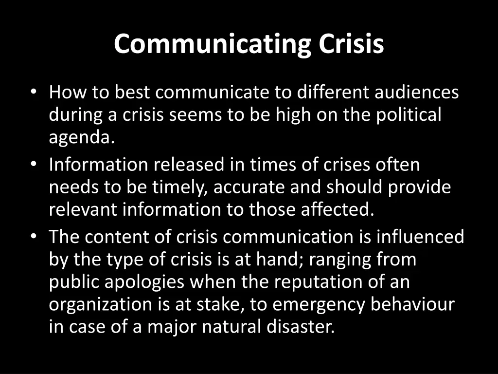 communicating crisis