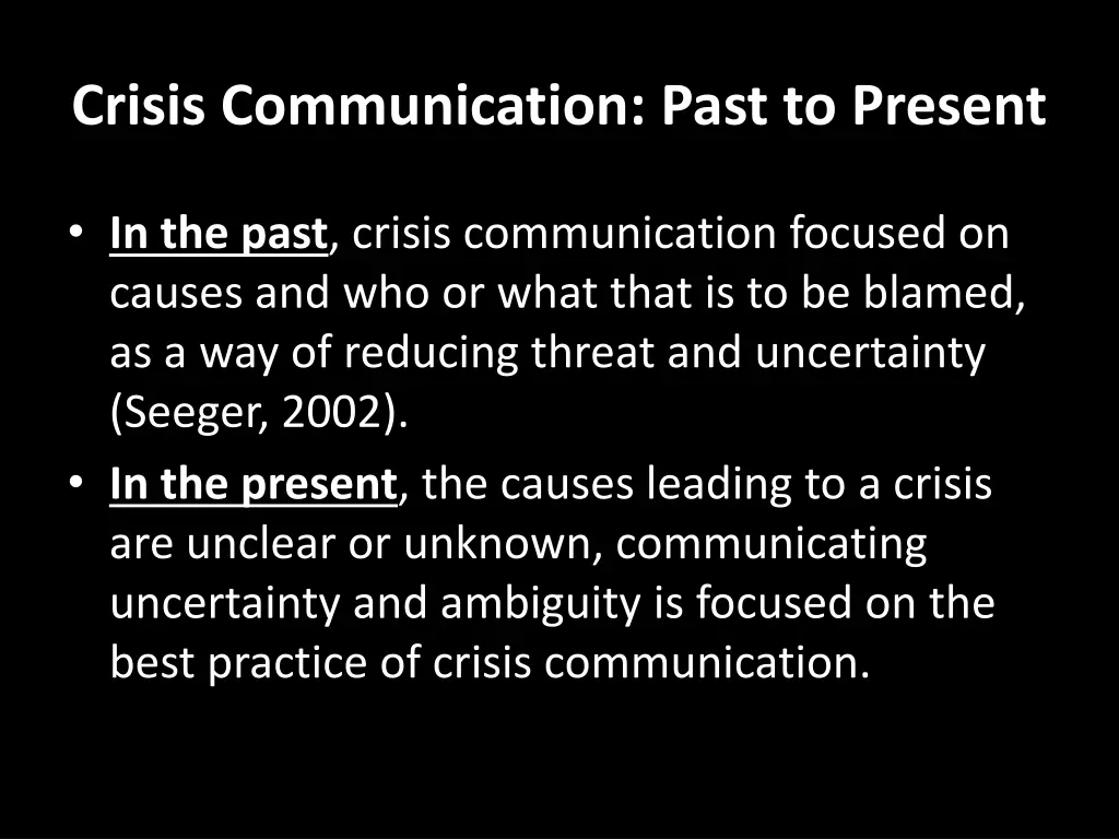 crisis communication past to present