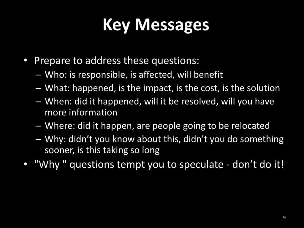 key messages