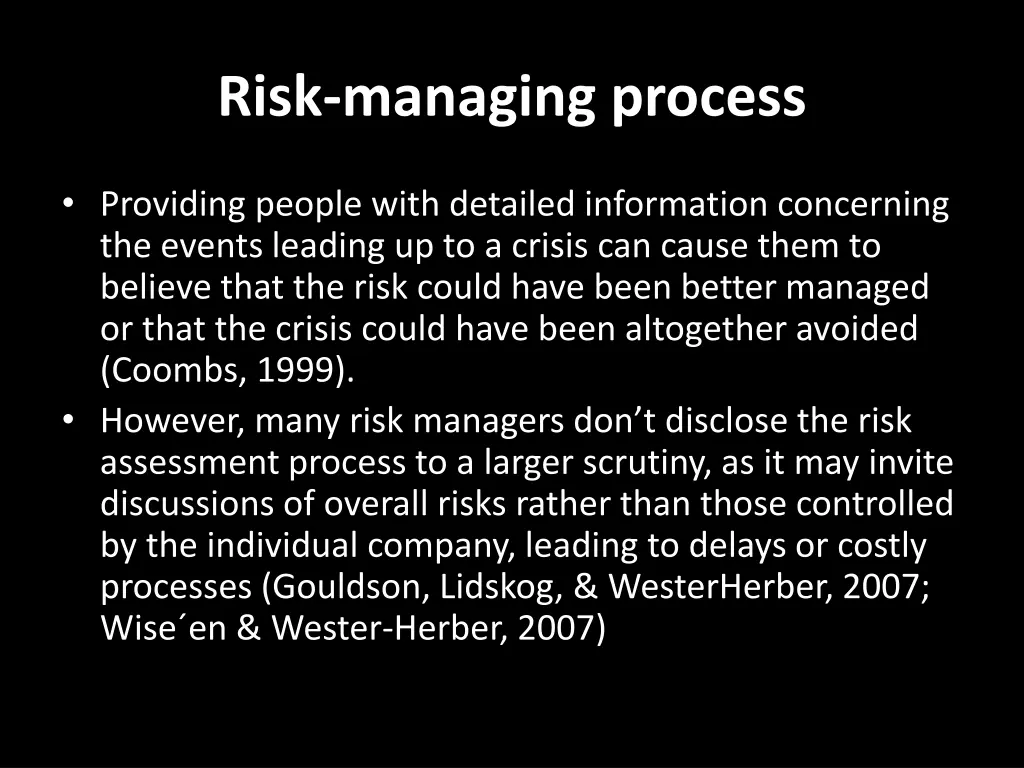 risk managing process