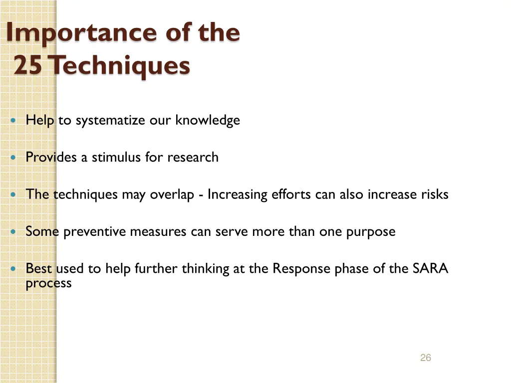 importance of the 25 techniques