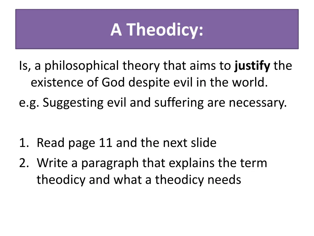 a theodicy