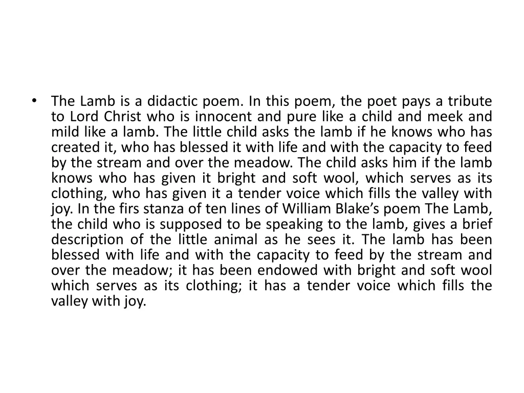 the lamb is a didactic poem in this poem the poet