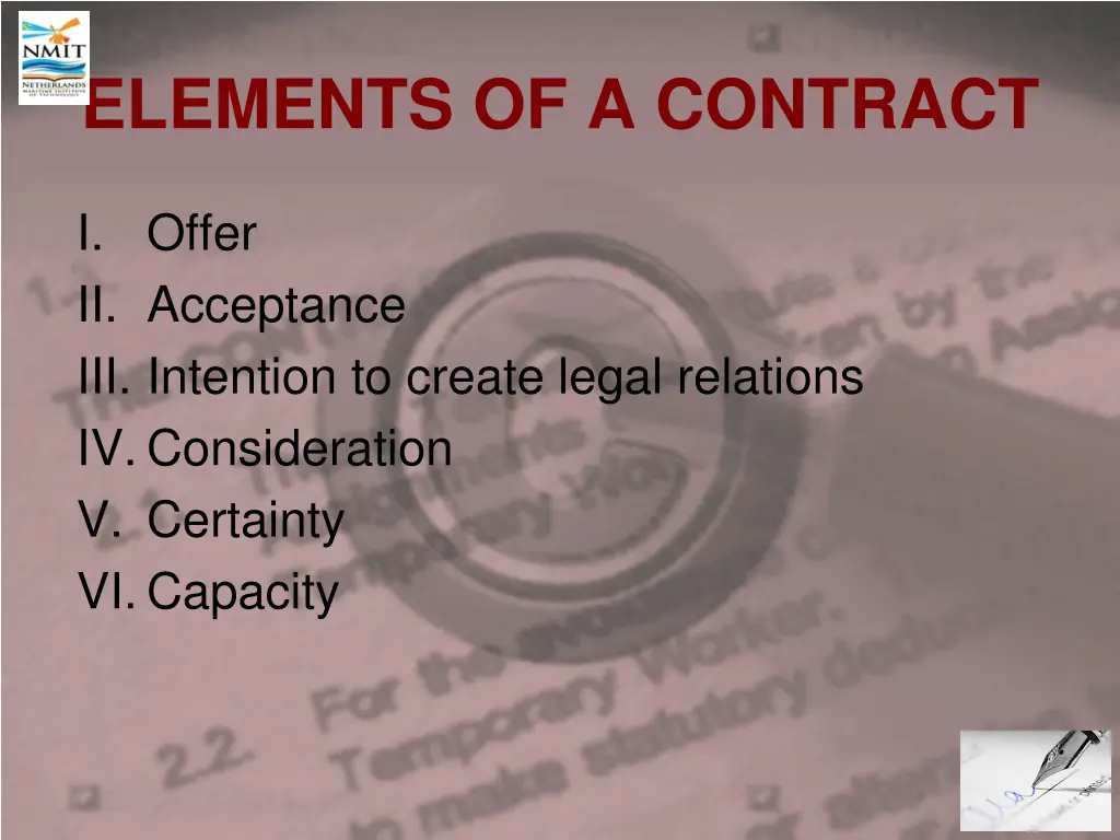 elements of a contract