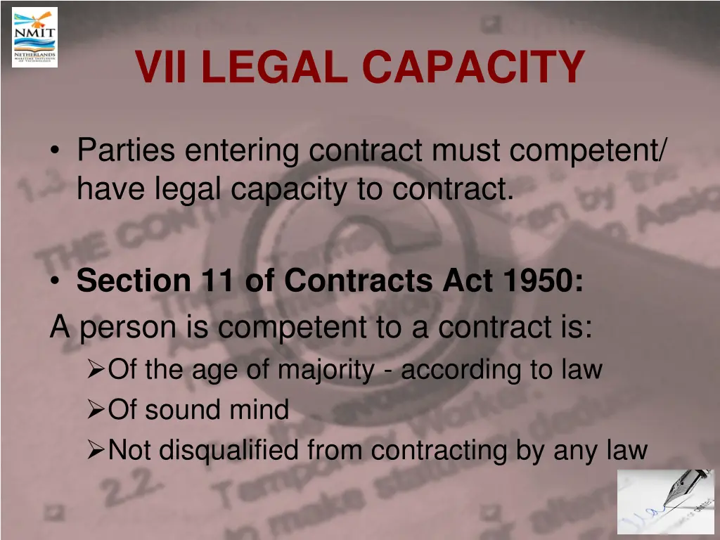 vii legal capacity