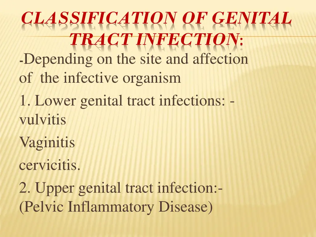 classification of genital tract infection