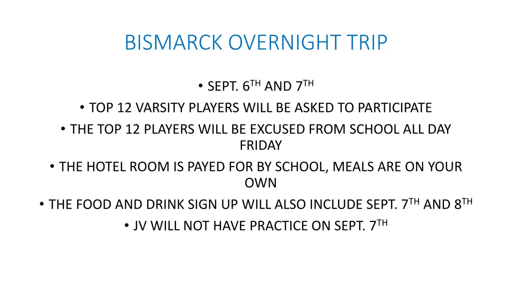 bismarck overnight trip