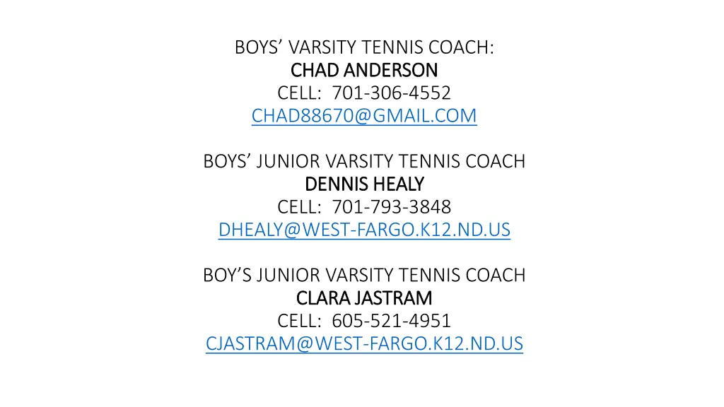 boys varsity tennis coach chad anderson chad