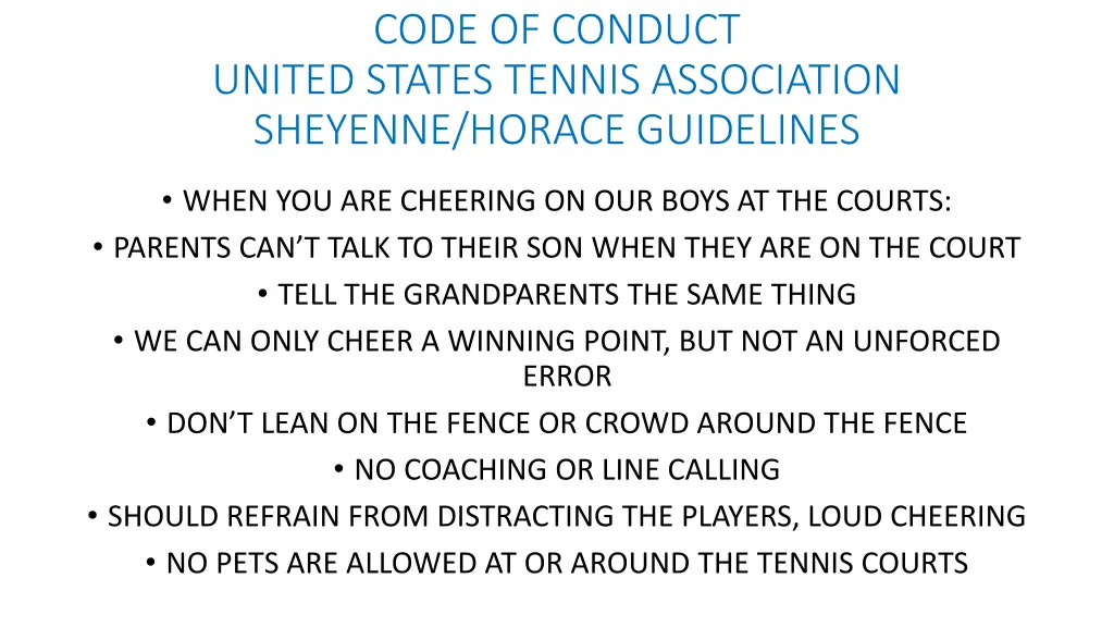 code of conduct united states tennis association