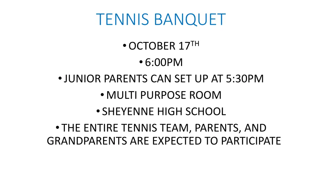 tennis banquet