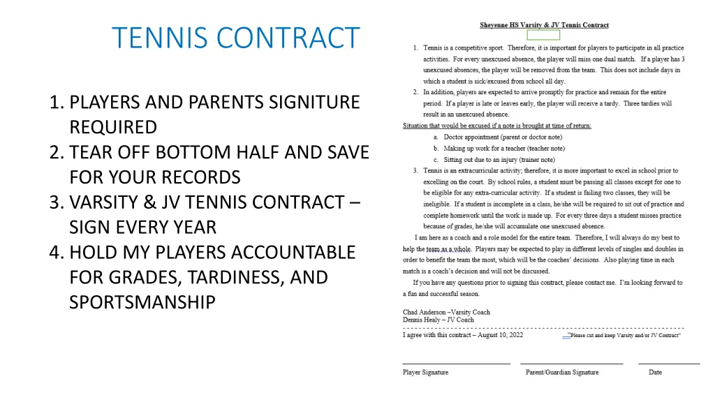 tennis contract