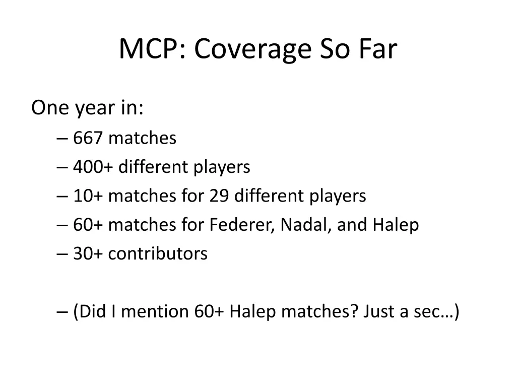 mcp coverage so far