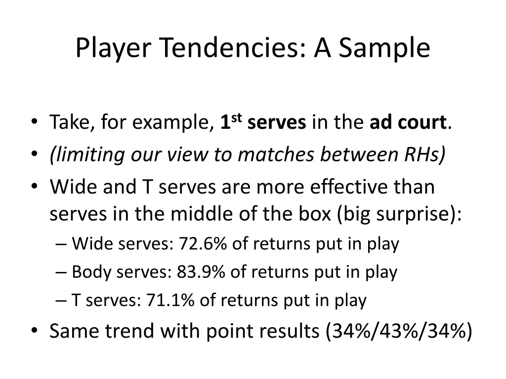 player tendencies a sample