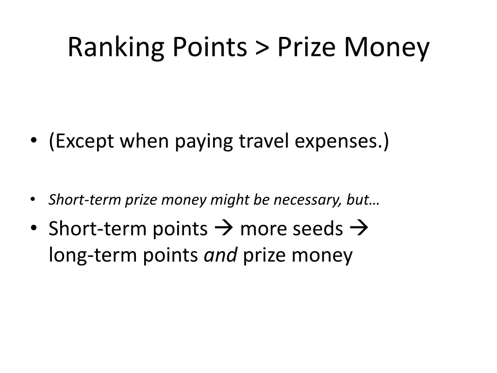 ranking points prize money