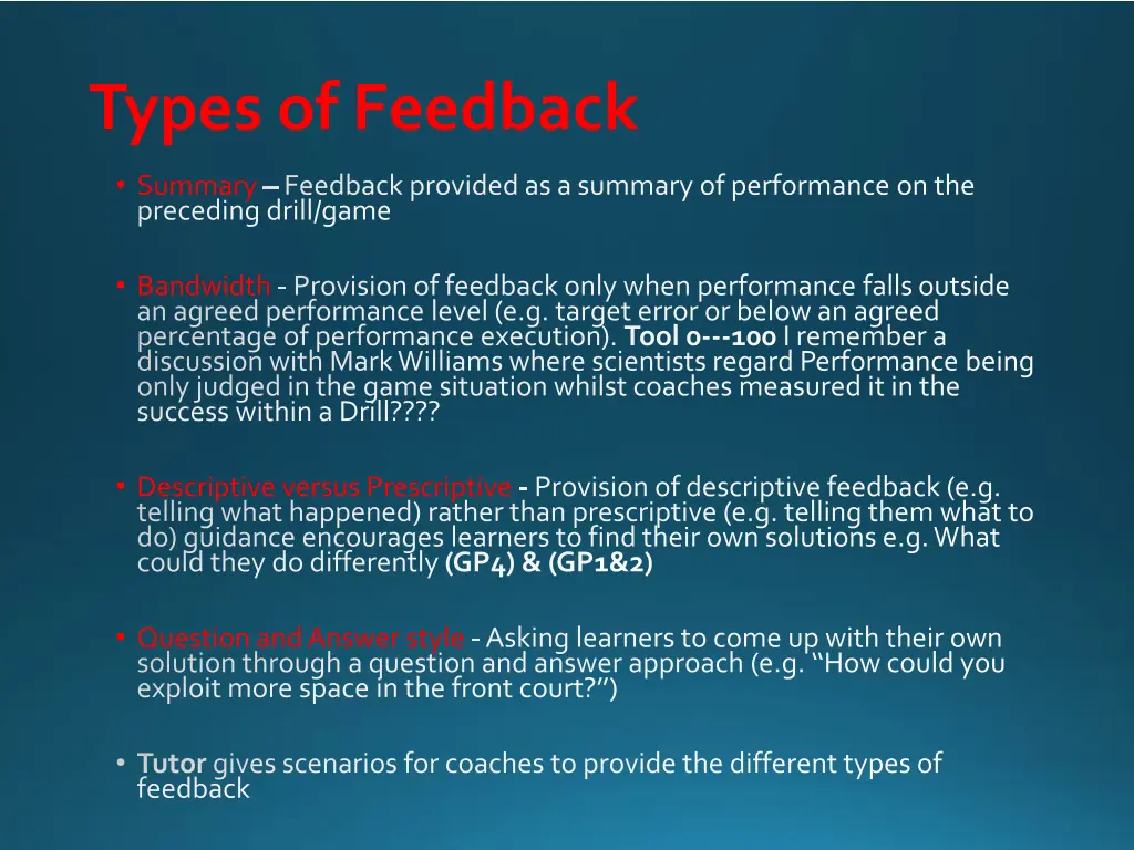 types of feedback