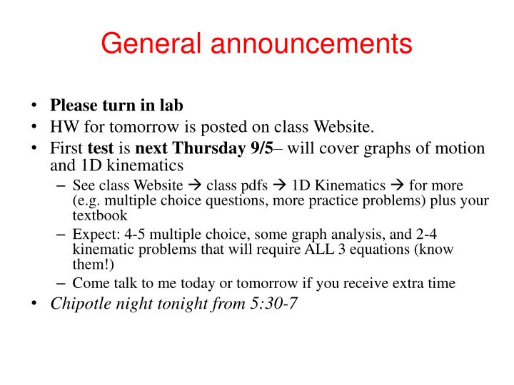 general announcements