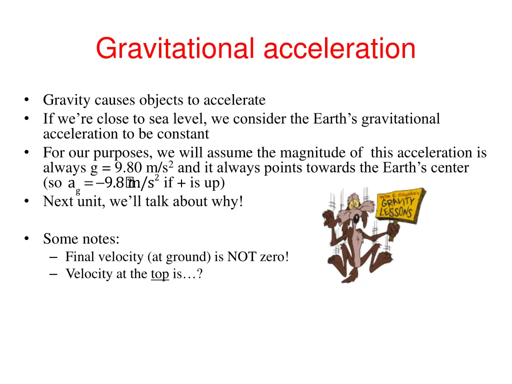 gravitational acceleration